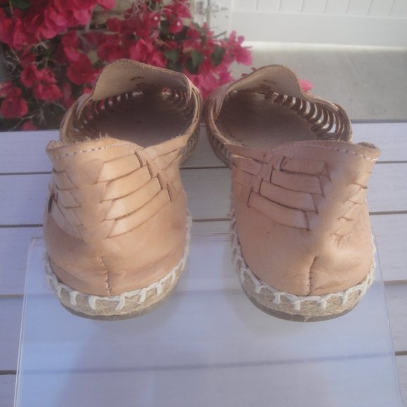 Leather Huarache Style Shoes--Espadrille heels--2 pink leather tassels Size 5 - Picture 4 of 7